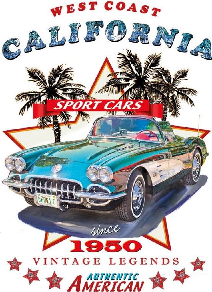 Auto-Sportwagen 1950 Westküste Kalifornien zum Aufbügeln