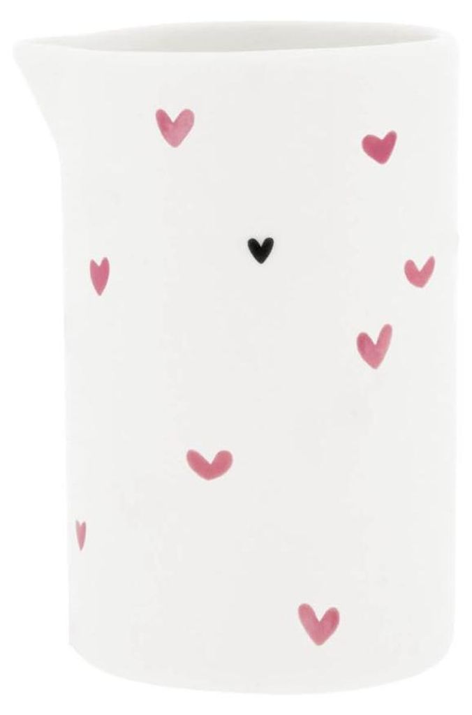Milchkännchen Rose Little Hearts Herzen H. 10cm weiß rosa Bastion Collections
