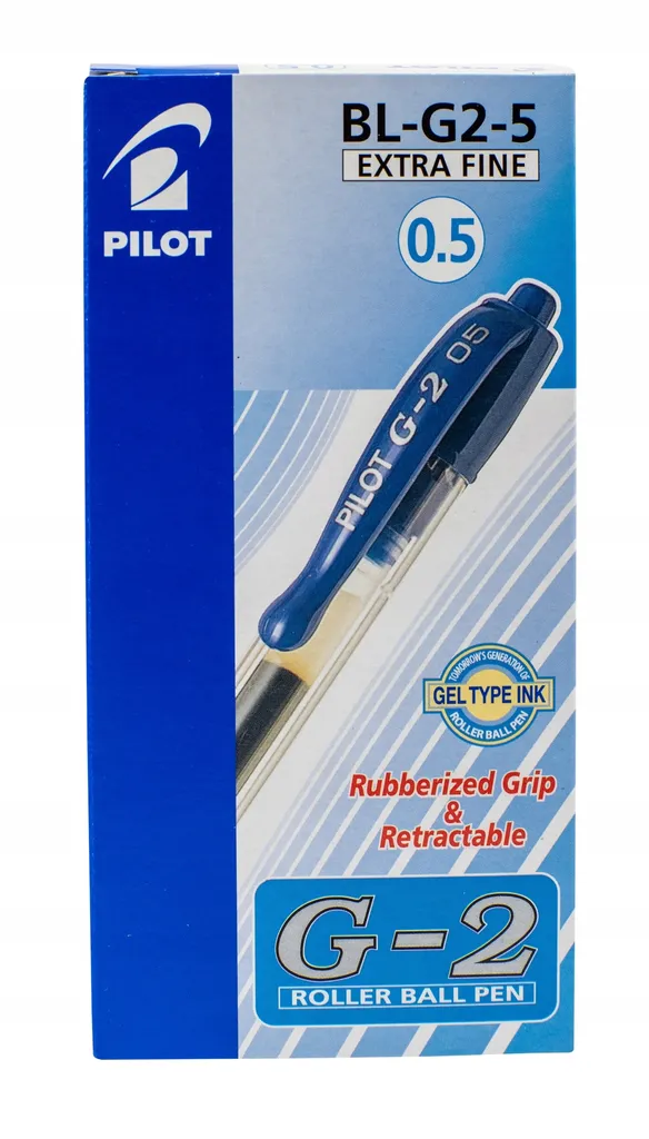 Stylo Roller à Encre Gel Bleu Pilot G-2 Plus Pointe Fine Pack de Bureau - 4