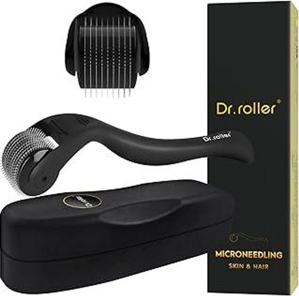Dr.roller Bartroller 0,5 mm, Derma Roller Haare, Bartroller Bartwuchs, Microneedling Roller, Derma Roller mit 540 Mikro Titan Nadeln für Gesicht, ...