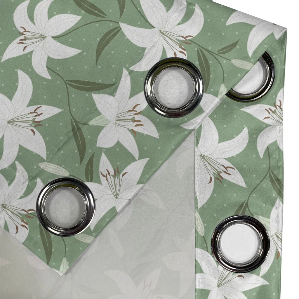 Rideau à fleurs Lilly vert pistache 280x175 cm à œillets robustes