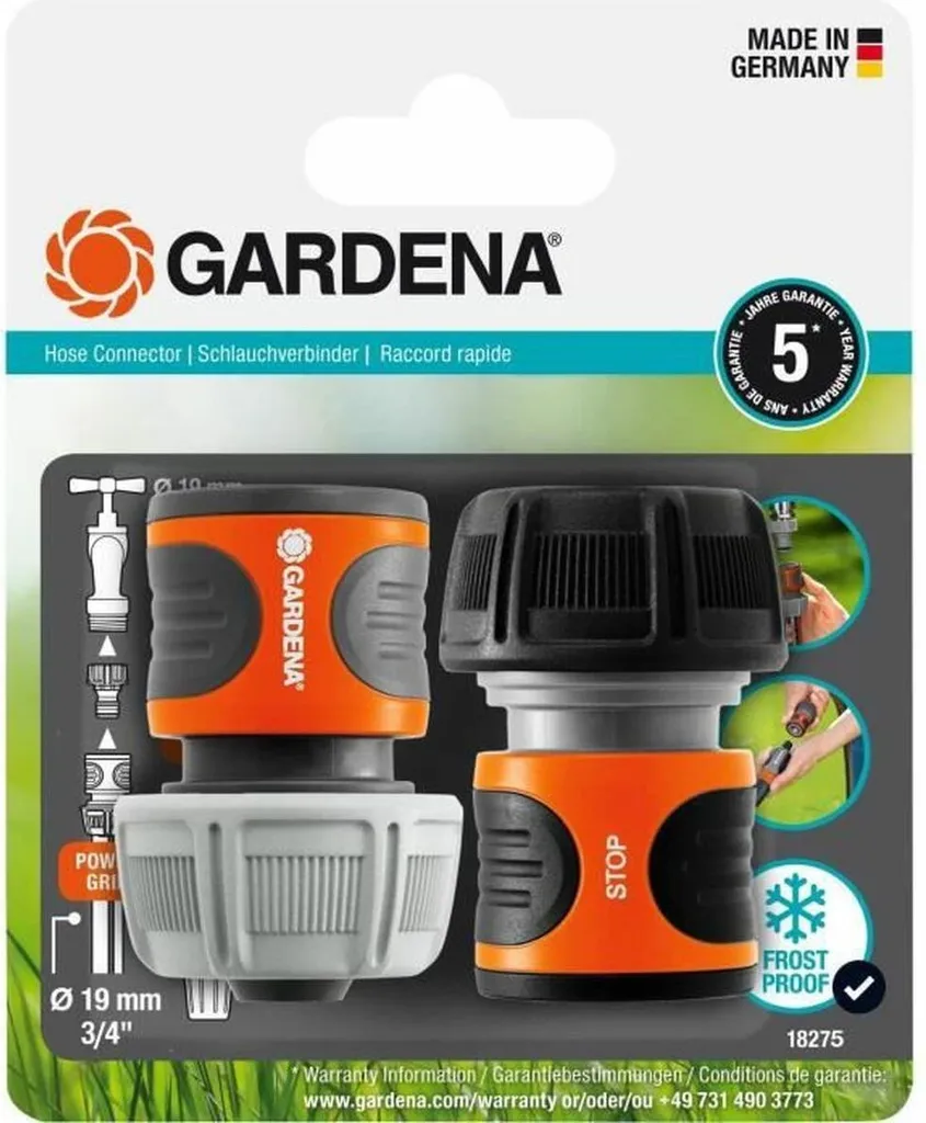 Raccord rapide Gardena Aquastop pour tuyaux d'arrosage 13 mm lot de 2