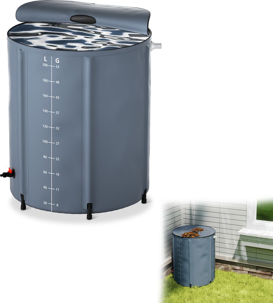 UISEBRT 200 Liter Faltbare Regentonne, Regenwassertonne, Produktbild 