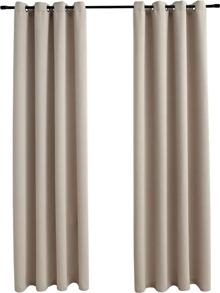 Rideaux occultants à œillets en métal beige 140x225 cm tissu épais