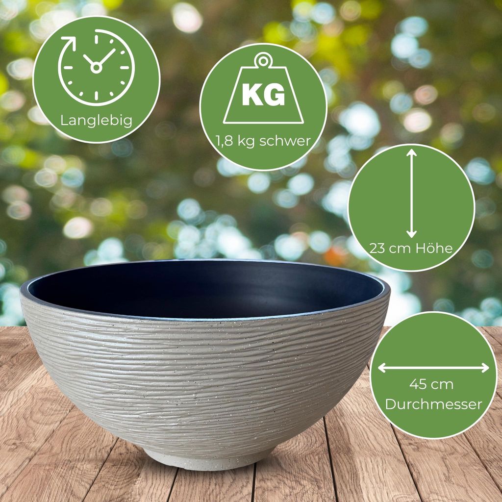 Solar Brunnen Set inkl. Akku - 45 cm Schale in creme Produktbild 