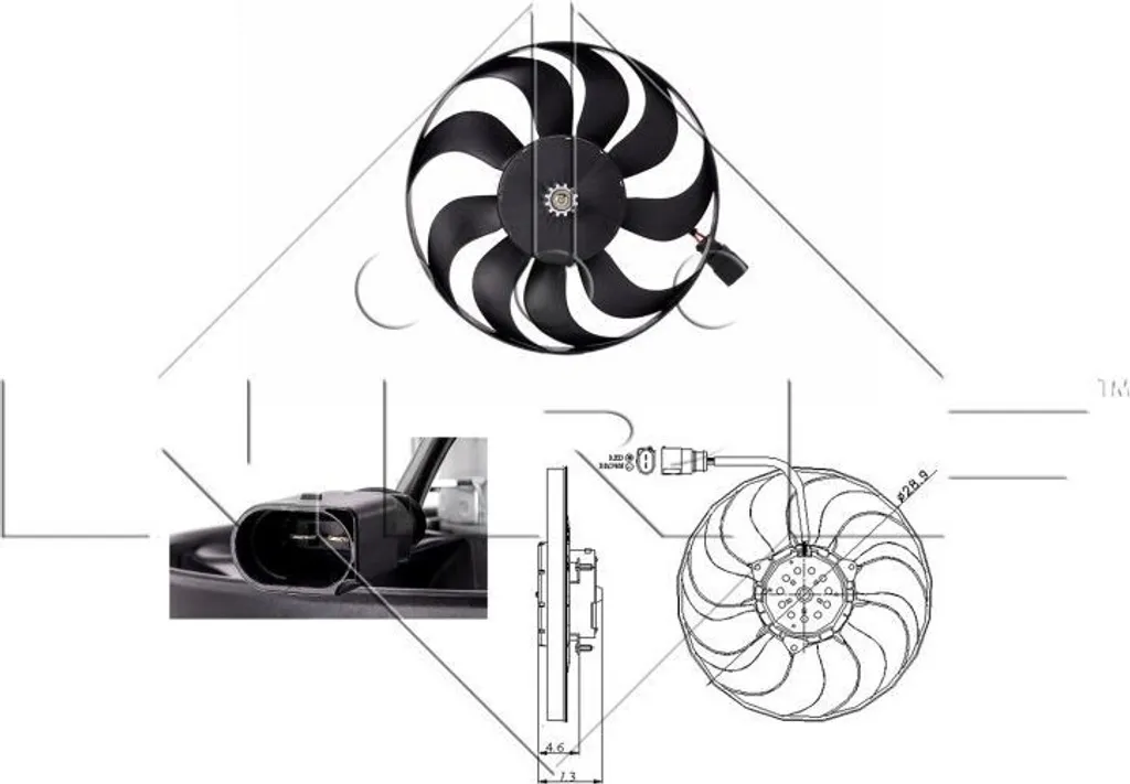 Ventilateur de radiateur NRF 47381 pour A3 8P et Touran 1T - OE 1K0959455AP