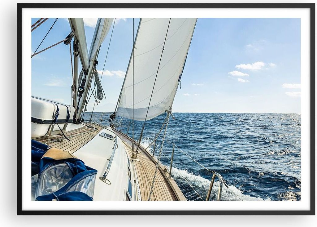 Gerahmtes Poster - Schwarzer Rahmen - Meer Kreuzfahrt Segel - 100x70 cm - Wand Bild - Wanddeko - Wandbilder - Wandposter - Bilderrahmen - Bilder - ...