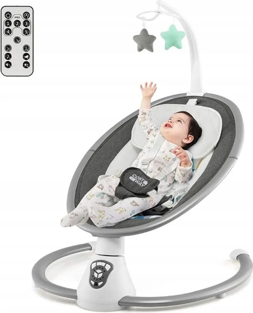 Lit bébé électrique BC10179DE-GR gris - Berceau motorisé 65x71x76 cm