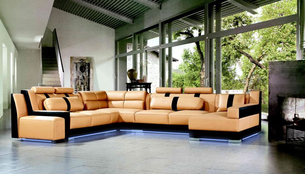 XXL U Form Leder Wohnlandschaft Couch Polster Sitz Ecksofa Sofa Große Garnitur