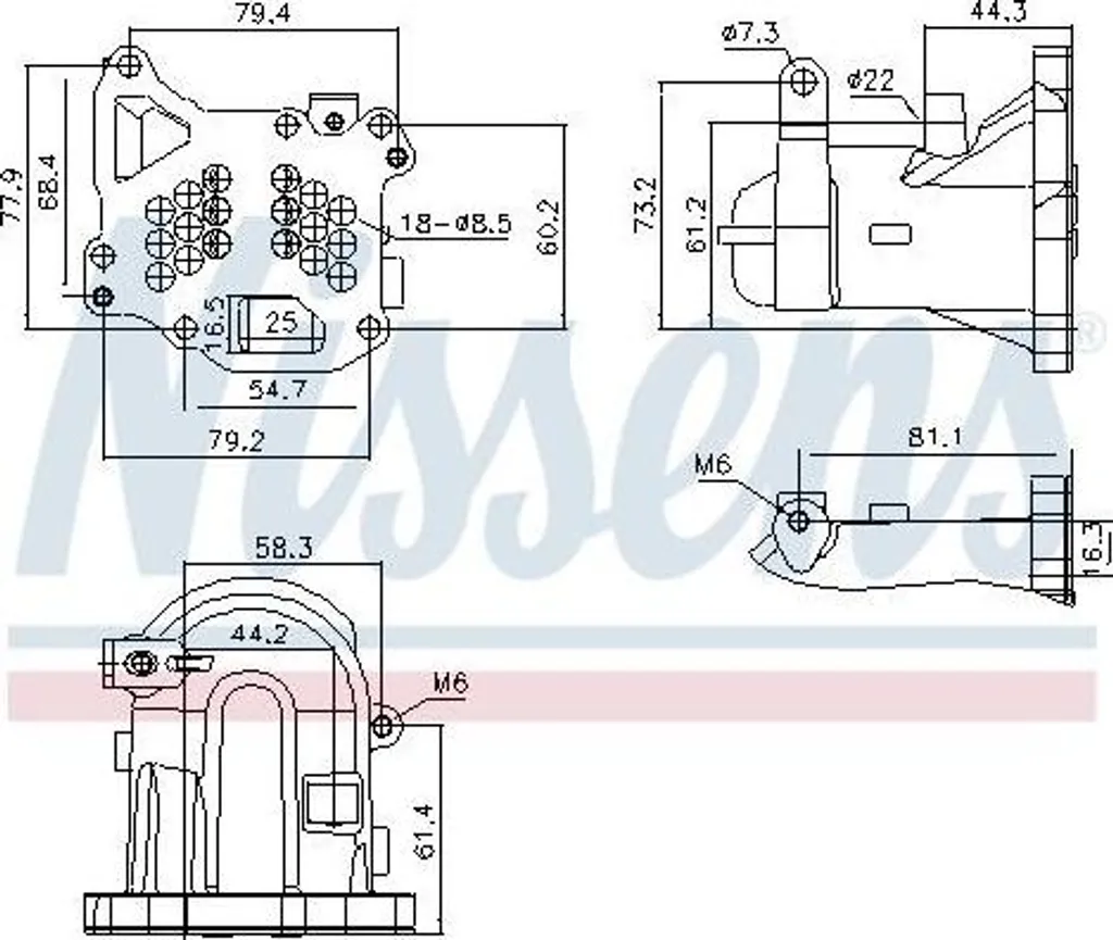 Radiateur EGR Nissens 989313 pour Opel Combo Monospace X19 Qualité OE