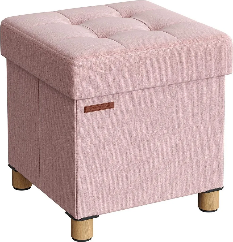 Panca Pouf 38x38 cm Rosa Pastello - Contenitore Salvaspazio per Monolocale