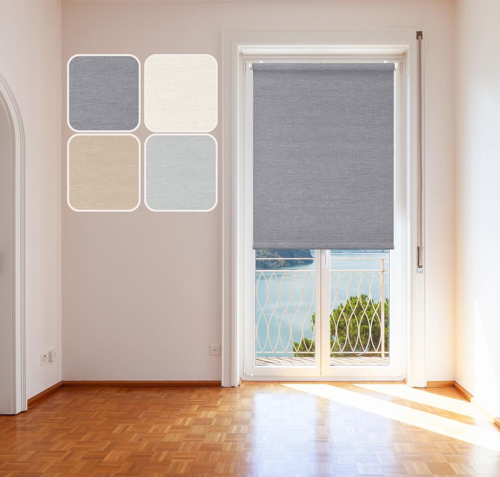 Rollo "Scandi", 75x150cm Gray, Tageslichtrollo in natürlichen, skandinavischen Farben und Stoffen - vormontiert, System CLICK