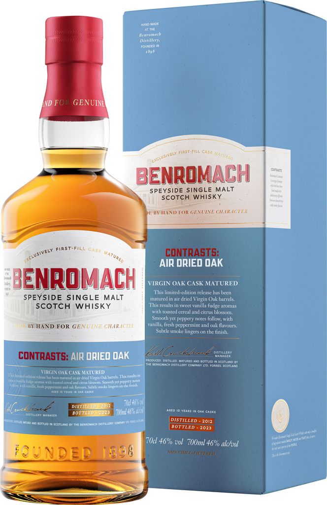 Benromach Distillery Contrasts Air Dried Oak 2012 46%vol. Speyside NV Whisky ( 1 x 0.7 L )