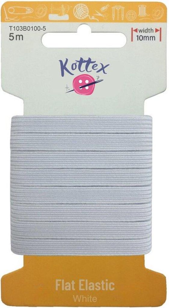 Kottex Gummiband 10 mm x 5 m Weiß – Reißfestes Flachgummi Produktbild 