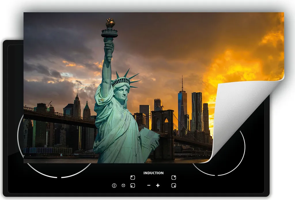 DarHaus Piastra di copertura per fornelli 90x52 cm Tappetino antiscivolo Roll-up, Città - New York