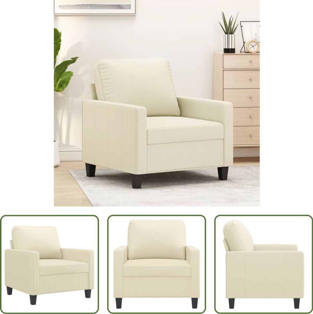 The Living Store Sessel Creme 60 cm Kunstleder