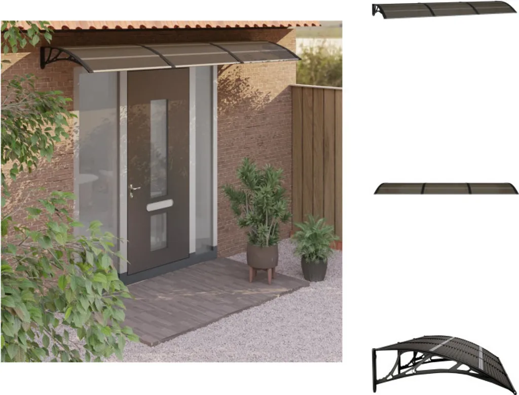 Pensilina vidaXL 300x80 cm Nera in Policarbonato per Porte e Finestre
