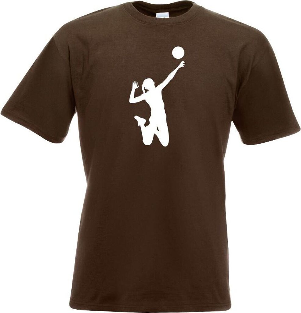 Kiwistar - T-Shirt - Chocolate - Volleyball Spieler Figur Motiv Bedruckt Funshirt Design Print - mit Motiv Bedruckt - Funshirt Design - Sport - Fre...
