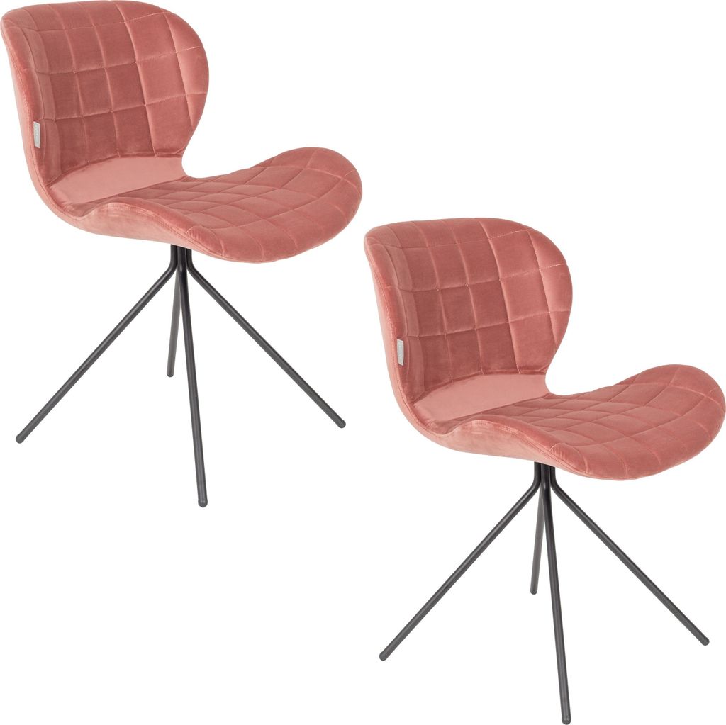 Zuiver OMG Velvet Esszimmerstühle Rosa - 2 er Set