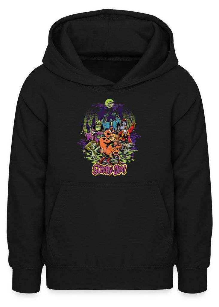 Spreadshirt Scooby-Doo Scooby Mit Shaggy Rogers Halloween Teenager Hoodie, XL (12/13 Jahre), Schwarz