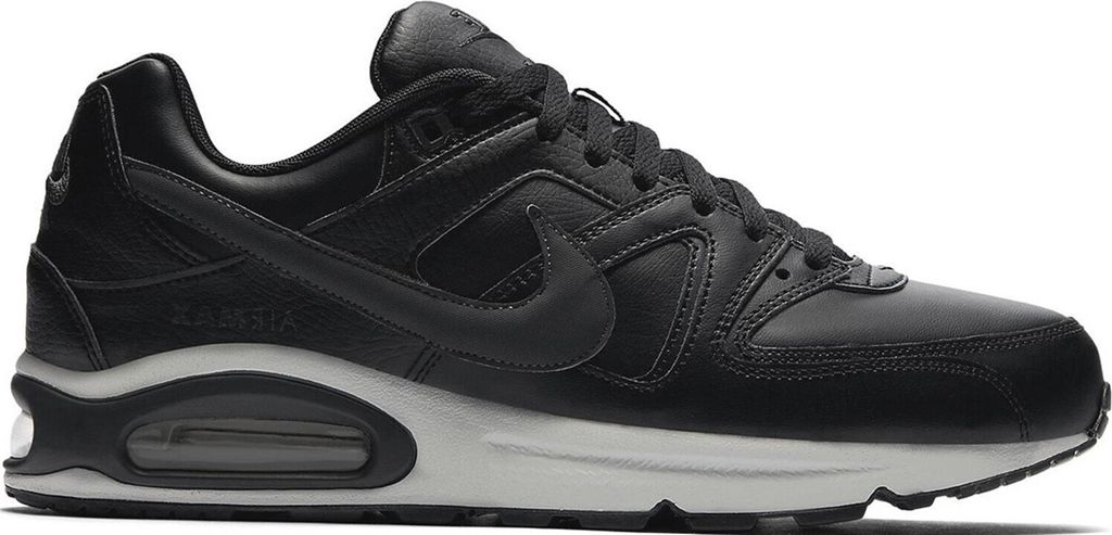 A studio shot of a black Nike Air Max Command leather sneaker.