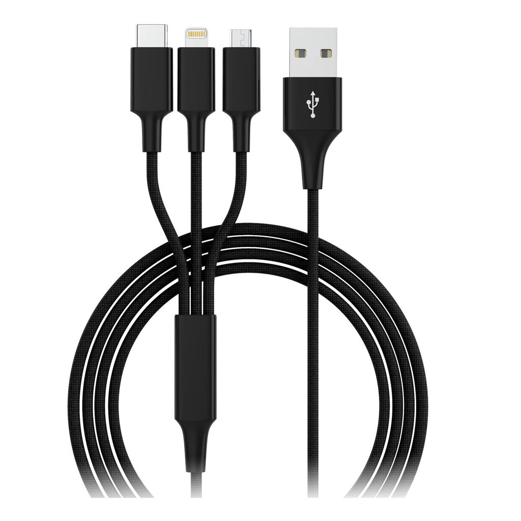 SMRTER Ladekabel 3in1 Lightning f.iPh./USB TypC/MicroUSB Produktbild 