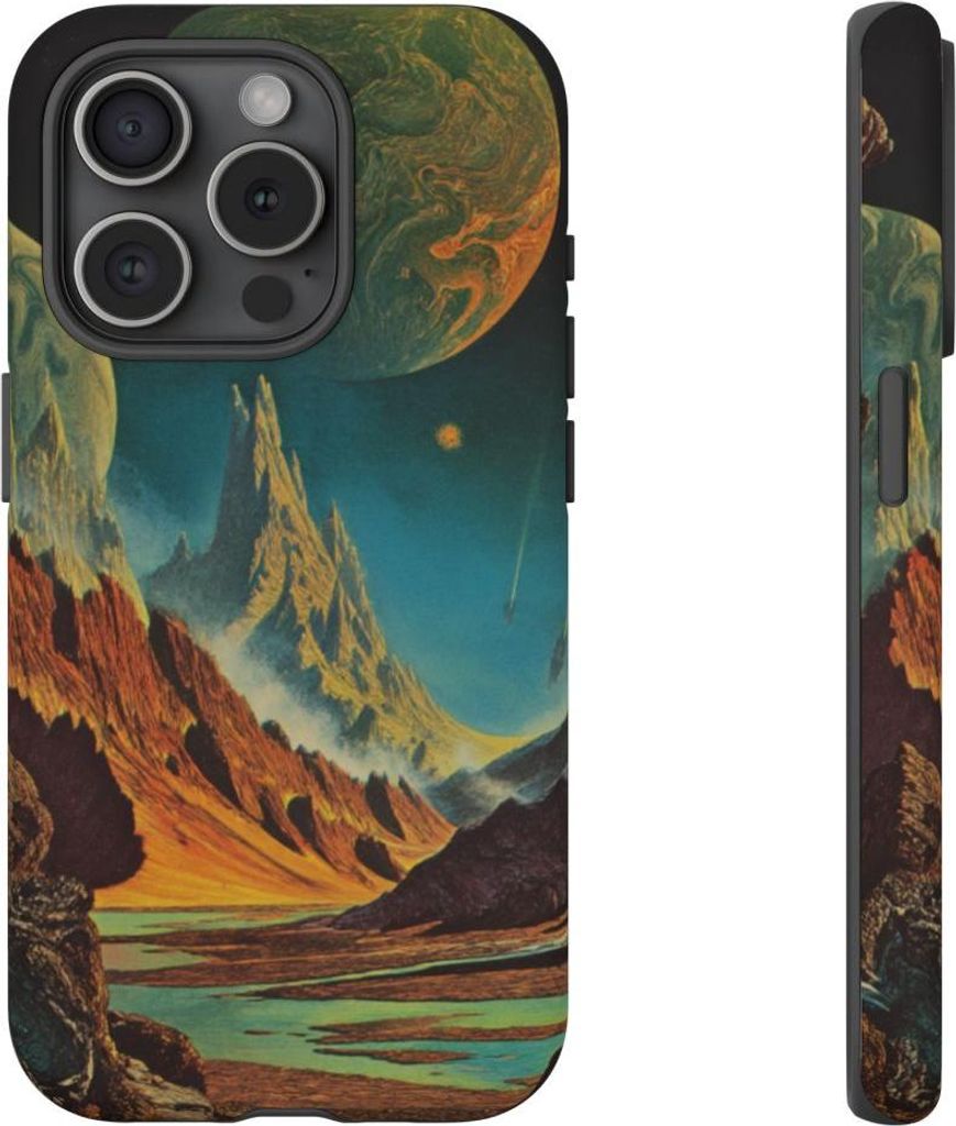 Surreale außerirdische Landschaft – Handyhülle Kompatibel mit iPhone 15 Pro