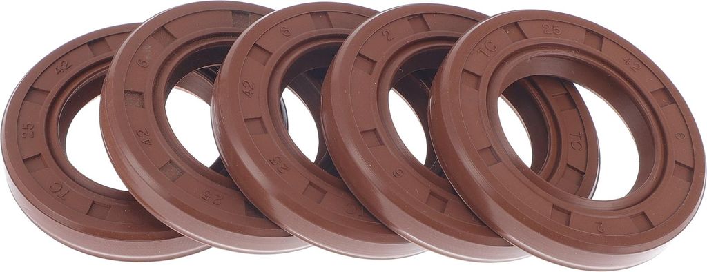 Universelle Öldichtung TC Doppellippe mit Stahlfeder Dichtungsring Rotationswellendichtung 25x42x6mm Hochdruck FKM Gummi Braun 5 Stück