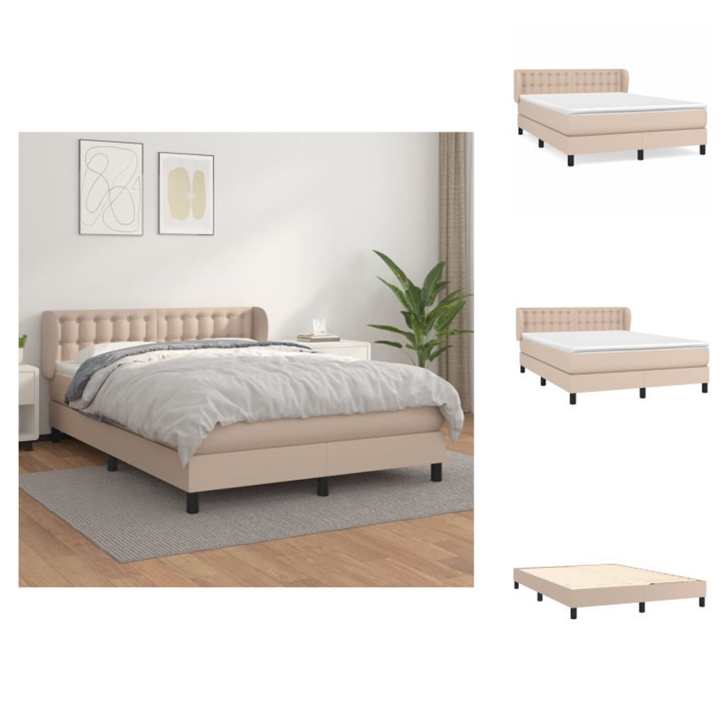 vidaXL Boxspringbett Matratze Cappuccino-Braun 140x200cm Kunstleder - Betten & Bettgestelle