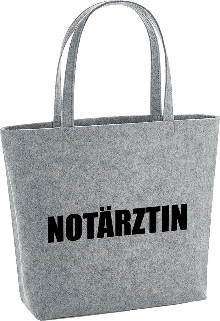 Huuraa Filzshopper Notärztin Schriftzug 22 Liter Grey Melange Filztasche Geschenkidee