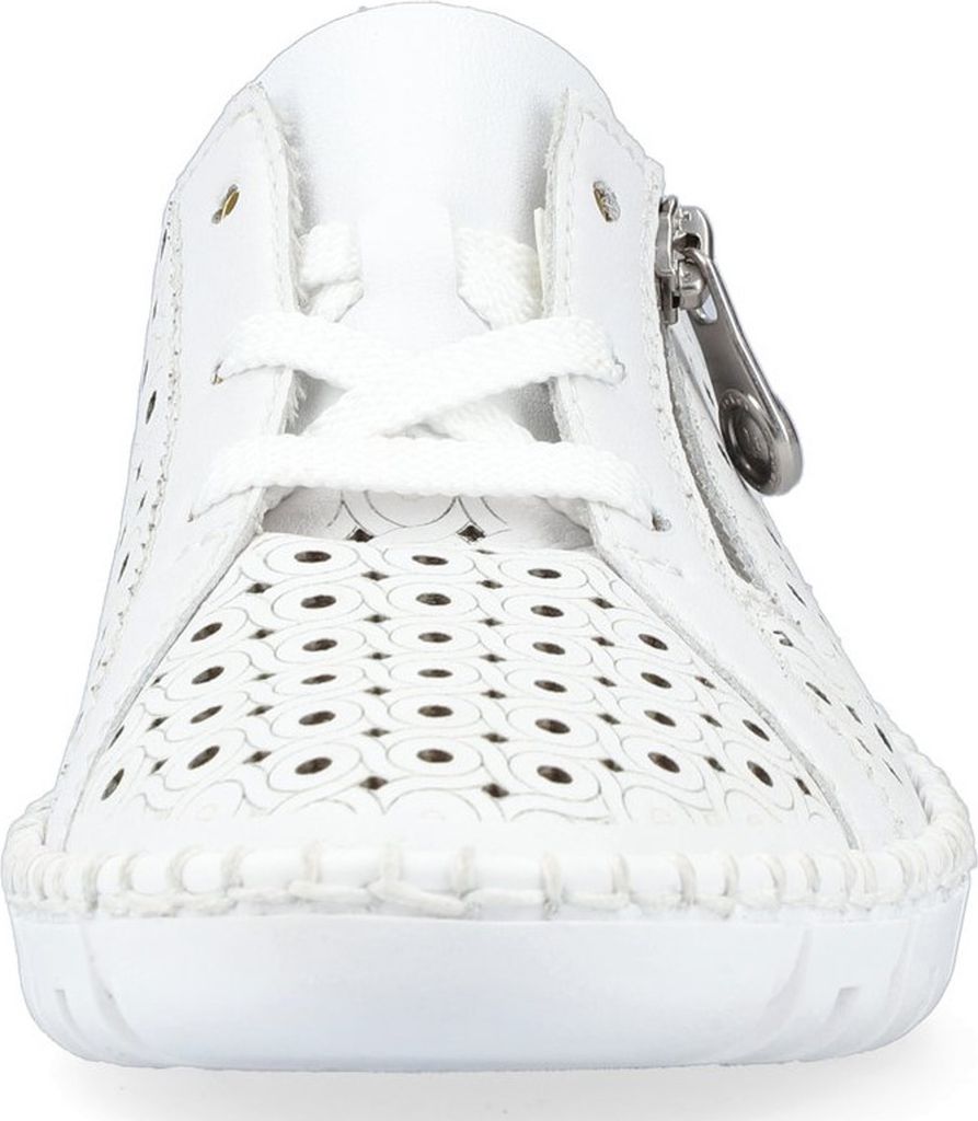 Rieker Damen Sneaker Leder leicht Lochmuster Reißverschluss M2300, Größe:38 EU, Farbe:Weiß
