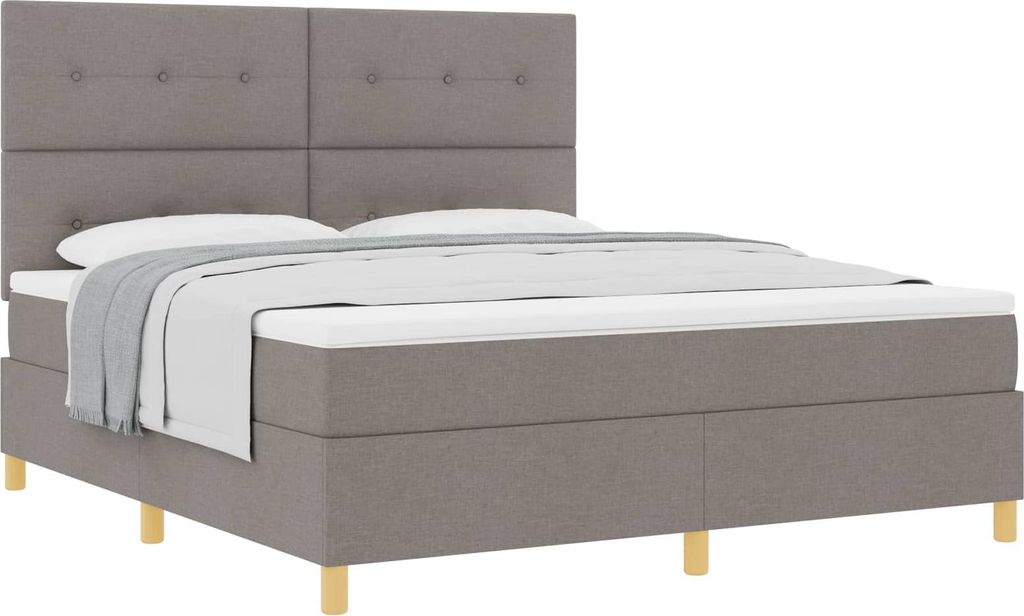 Boxspringbett mit Matratze Taupe 180 x 200 cm Stoff