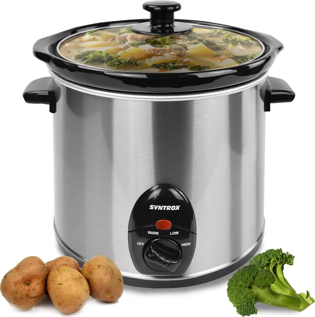 Syntrox Germany Slow Cooker 3L en acier inoxydable mijoteuse électrique