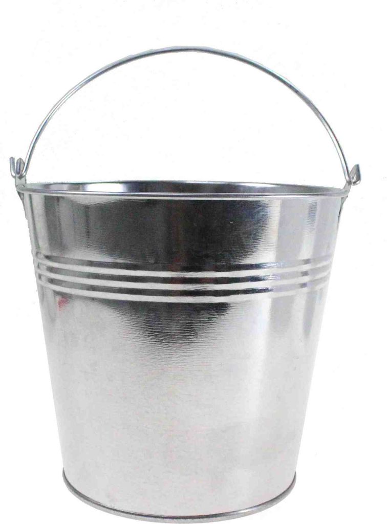4 Eimer caØ15xH14cm Übertopf weiß oder silber Blecheimer Metalleimer Zinkeimer Blumentopf, Farbe:silber