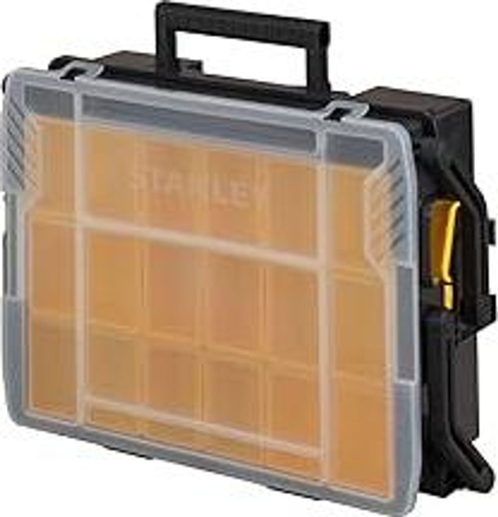 STANLEY Sortmaster Organizer Multi-Level Sortimentskasten Sortierbox (Zwei-Ebenen-Organizer, transparenter Deckel, herausnehmbare Boxen, für Klein...