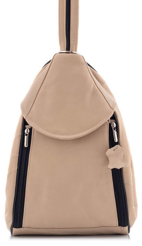Beige Damen Lederrucksack aus Leder, Cityrucksack, elegant, Freizeitrucksack, Alltagsrucksack – Belveder Rene12