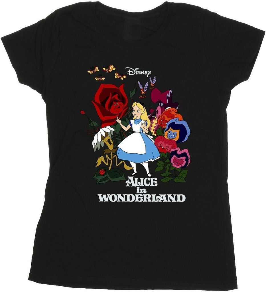 Disney - "Alice in Wonderland" T-Shirt für Damen BI6921 (S) (Schwarz)