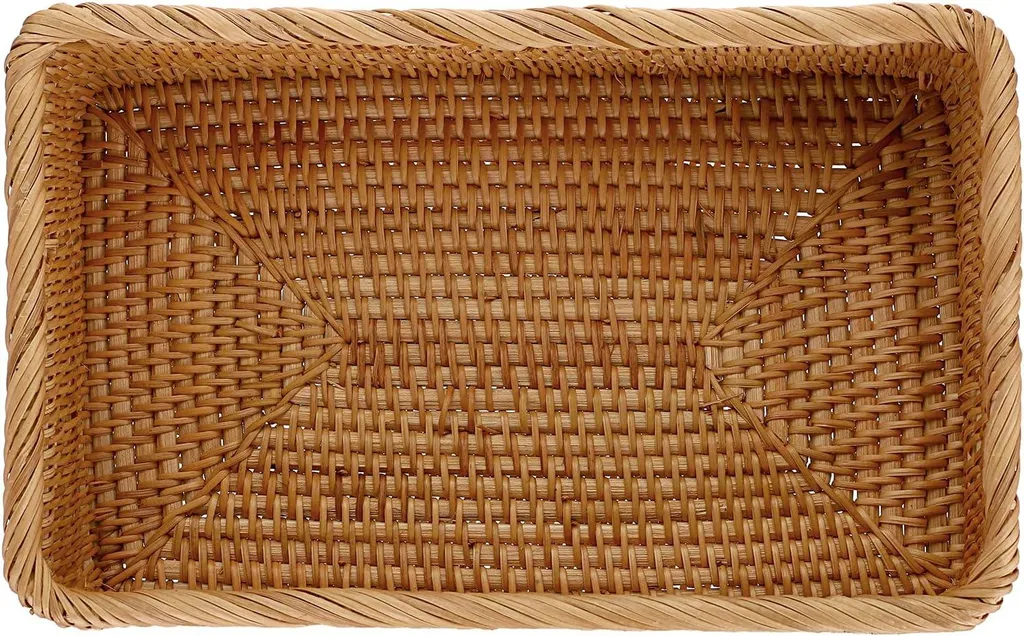 Support de rangement cuisine et salle de bain - Panier rotin pratique