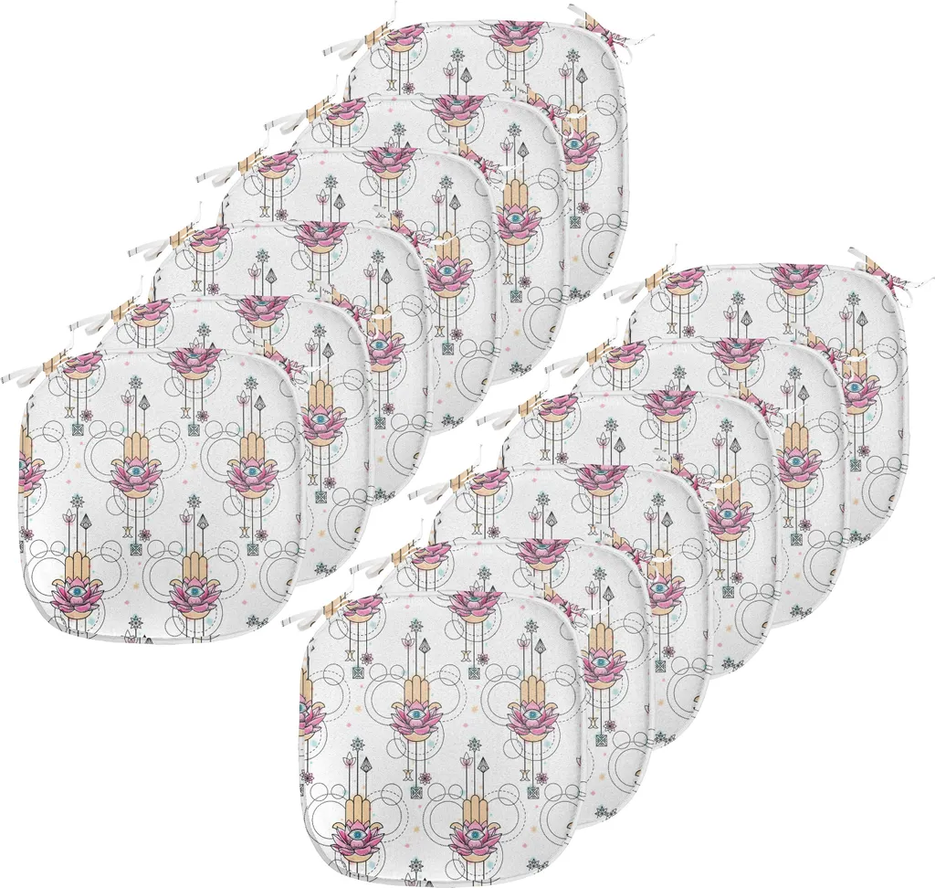 Coussin de Chaise Imperméable 40x40 cm avec Sangles pour Cuisine - 12pcs