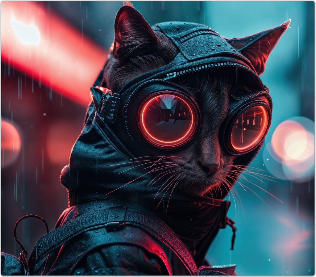 Spritzschutz Herdabdeckplatte Schneidebrett aus Glas Cyber Katze 1-Teilig (60x52cm)