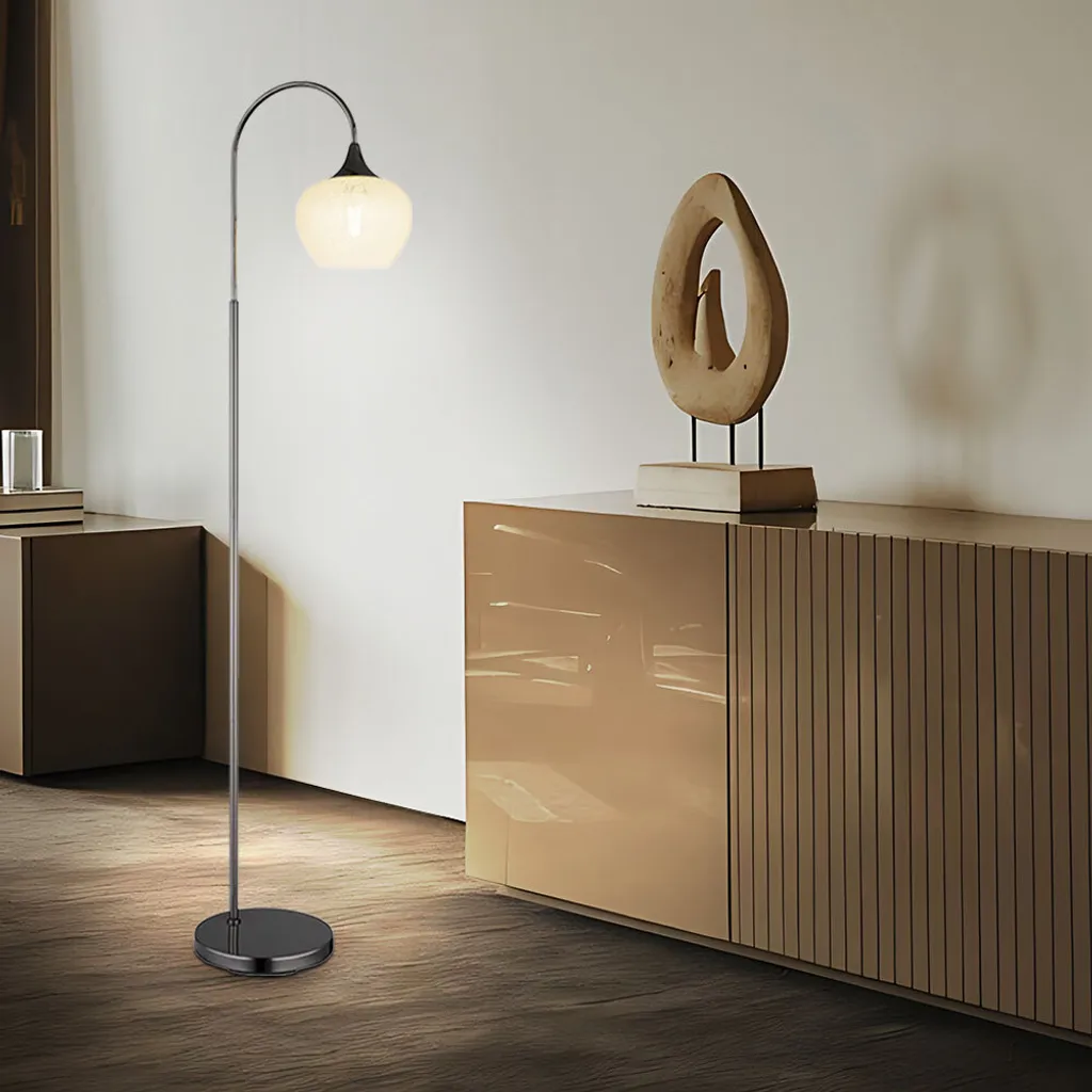 Lampadaire de lecture noir et chrome E27 idéal pour coin canapé et bureau