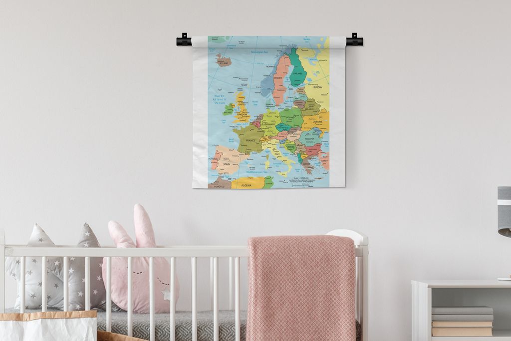 MuchoWow Wandteppich Wandbehang Karte - Europa - Politik 60x60 cm Tapisserie Dekoration Wandtuch - Dekorationen - Wand Decke