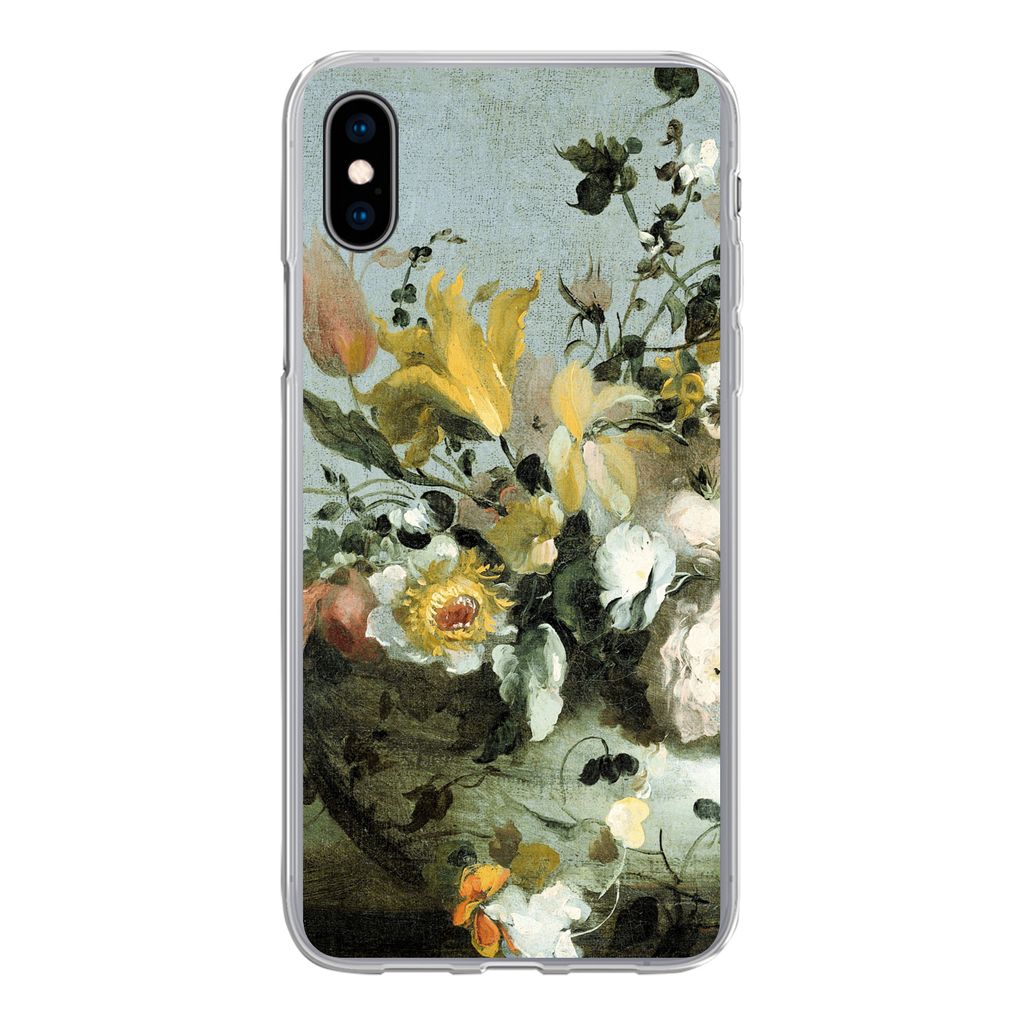 MuchoWow Handyhülle Schutzhülle Hülle für iPhone Xs Blumen - Alte Meister - Barock Silikon Softcase Handy Hülle - Handytasche