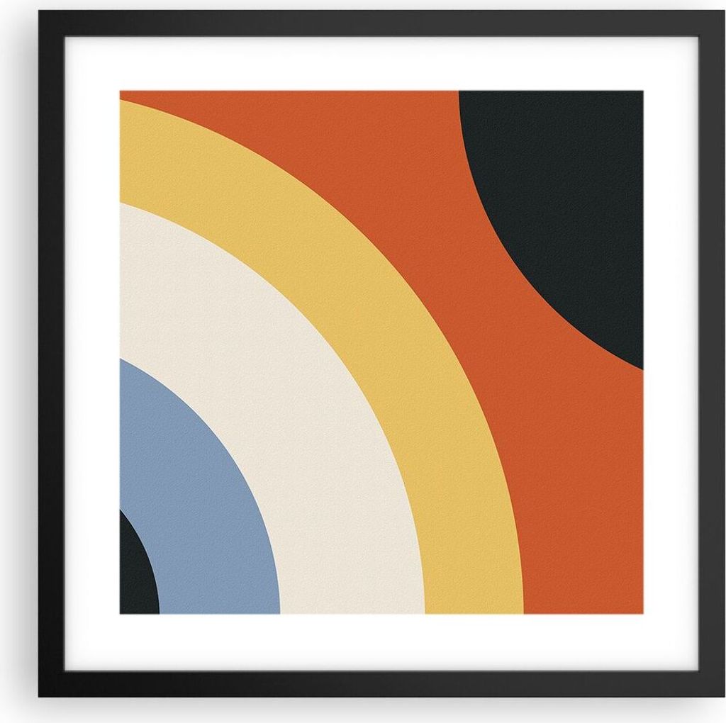 Gerahmtes Poster - Schwarzer Rahmen - Abstraktion die Farben Radius - 40x40 cm - Wand Bild - Wanddeko - Wandbilder - Wandposter - Bilderrahmen - Bi...