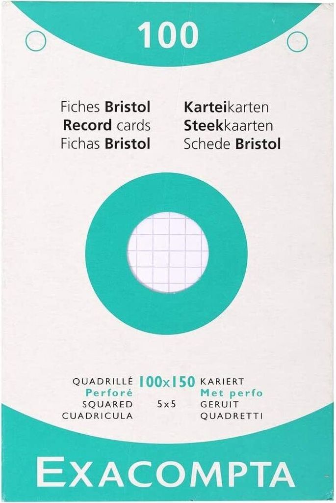 EXACOMPTA Karteikarten 100 x 150 mm kariert weiß 100 Karteikarten