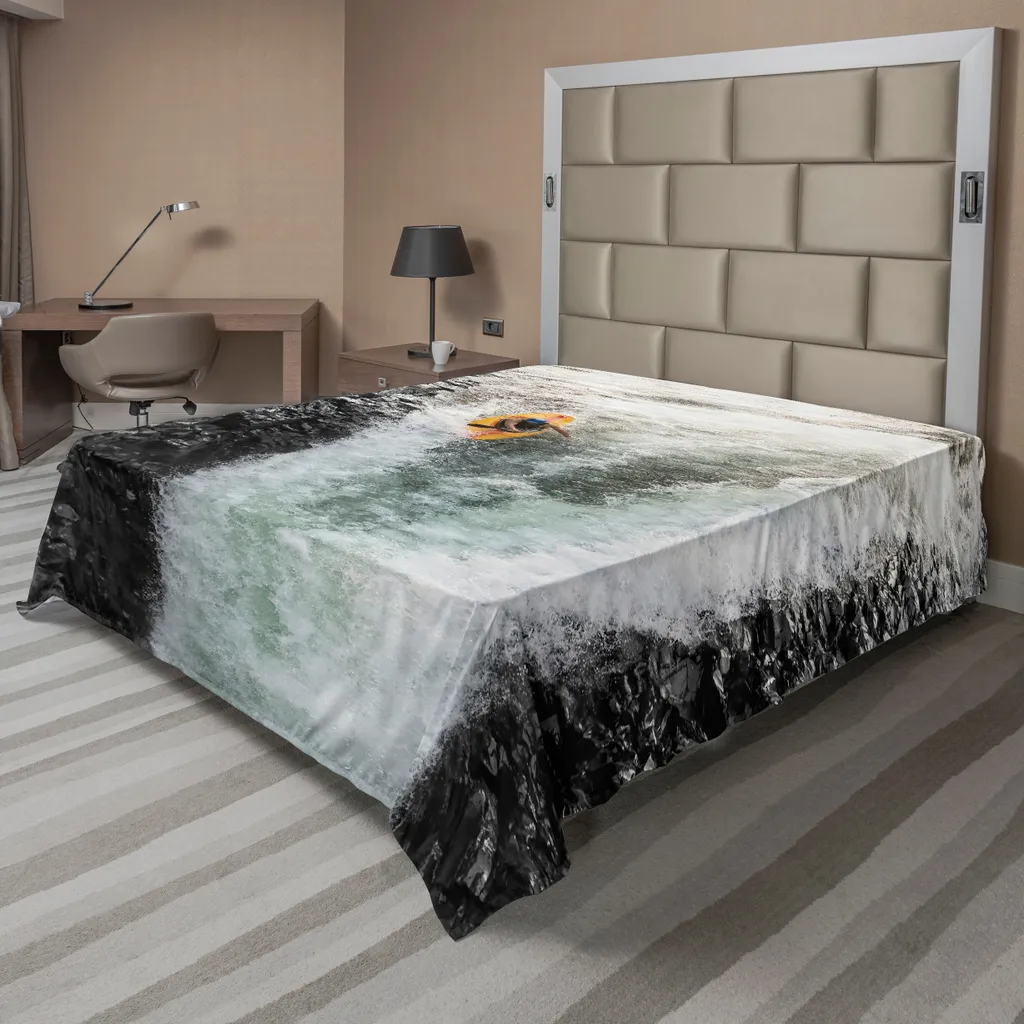 Drap de lit ABAKUHAUS Waterfall 266x260 cm Motif Kayak Nature Sauvage