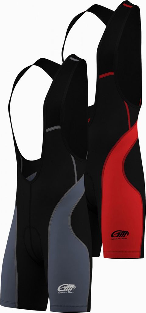 Fahrradbody Rad Body Trägerhose Fahrradhose Gepolsterte Coolmax (Polyesterfasern) Bib Latzhose, Größe:50/M, Farbe:Rot