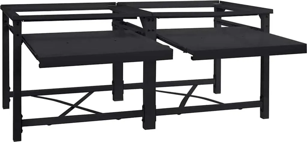 Support Machine à Laver Robuste en Acier Noir - Double Base 120x56x52