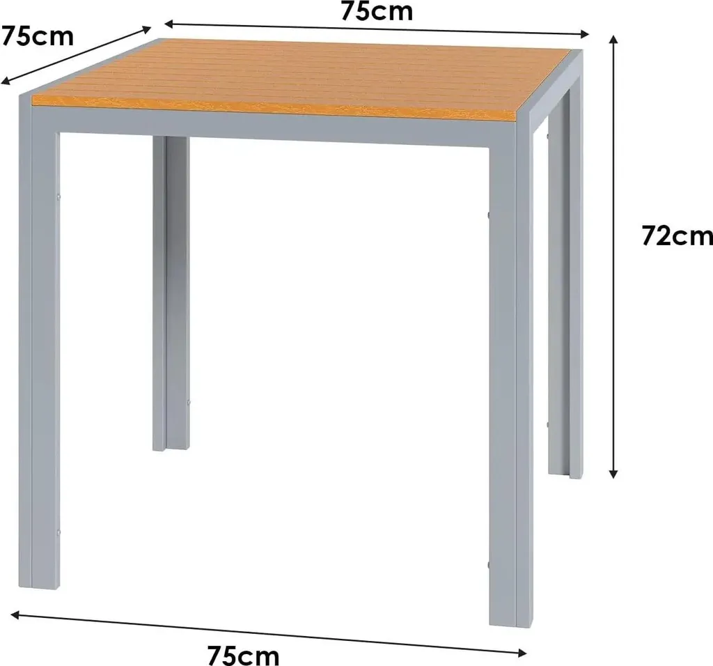 Table extérieure sans entretien en alu et composite 75x75 cm gris