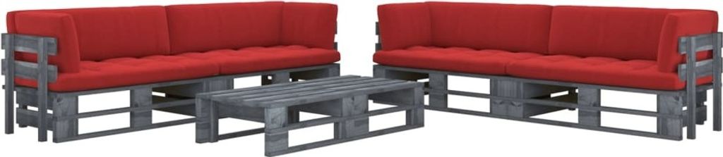Maison Exclusive - 6-tlg. Paletten-Lounge-Set Grau Imprägniertes Kiefernholz